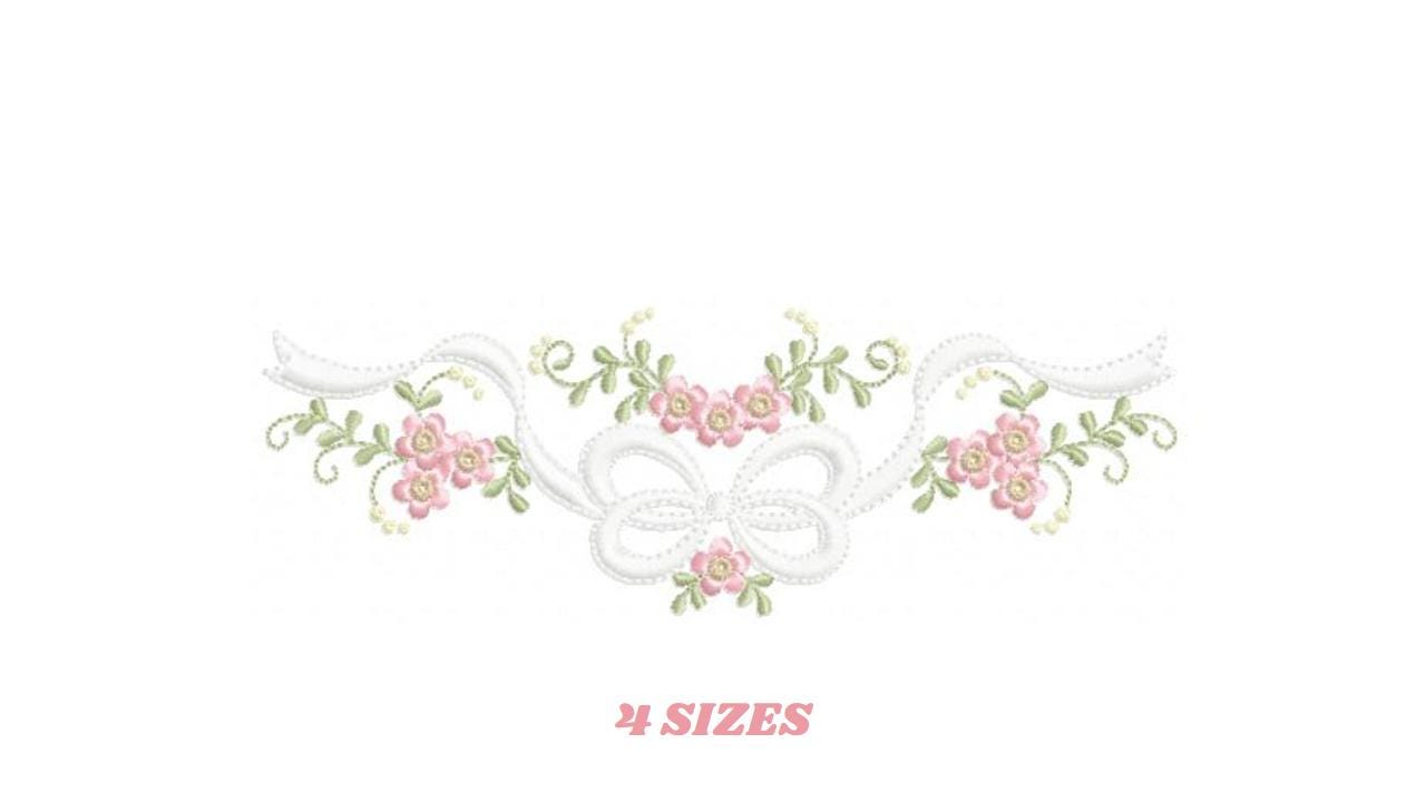 Roses embroidery designs - Flower Line Divider machine embroidery pattern - Kitchen Towel file - Instant digital download jef pes dst hus