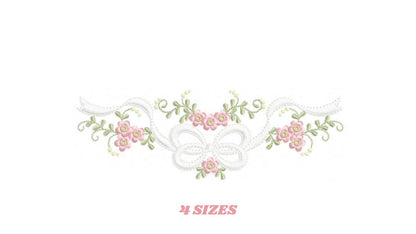 Roses embroidery designs - Flower Line Divider machine embroidery pattern - Kitchen Towel file - Instant digital download jef pes dst hus