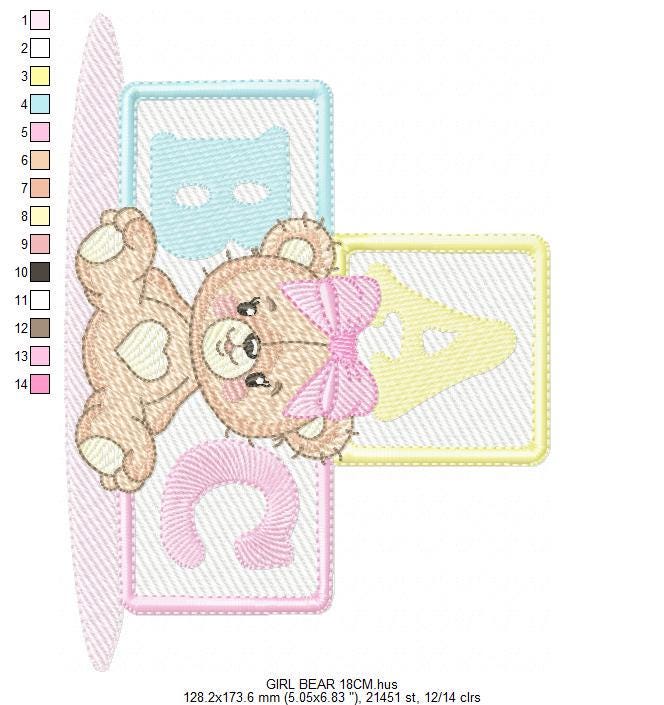 Birthday Teddy Bear embroidery designs - Baby girl Bear with toys machine embroidery pattern - Cute Teddy Bear file - Instant download pes