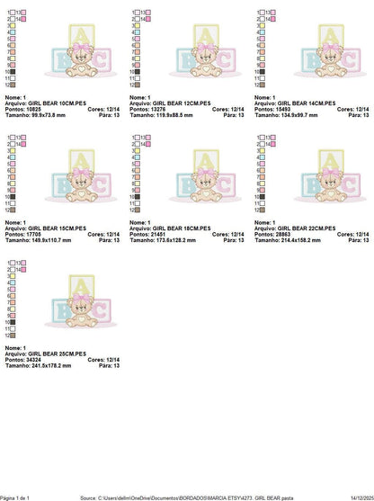 Birthday Teddy Bear embroidery designs - Baby girl Bear with toys machine embroidery pattern - Cute Teddy Bear file - Instant download pes