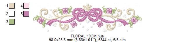 Flower with lace embroidery designs - Floral Line Divider machine embroidery pattern - Roses Kitchen Towel file - Instant download pes jef