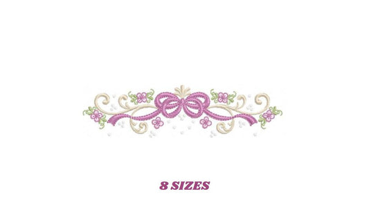 Flower with lace embroidery designs - Floral Line Divider machine embroidery pattern - Roses Kitchen Towel file - Instant download pes jef