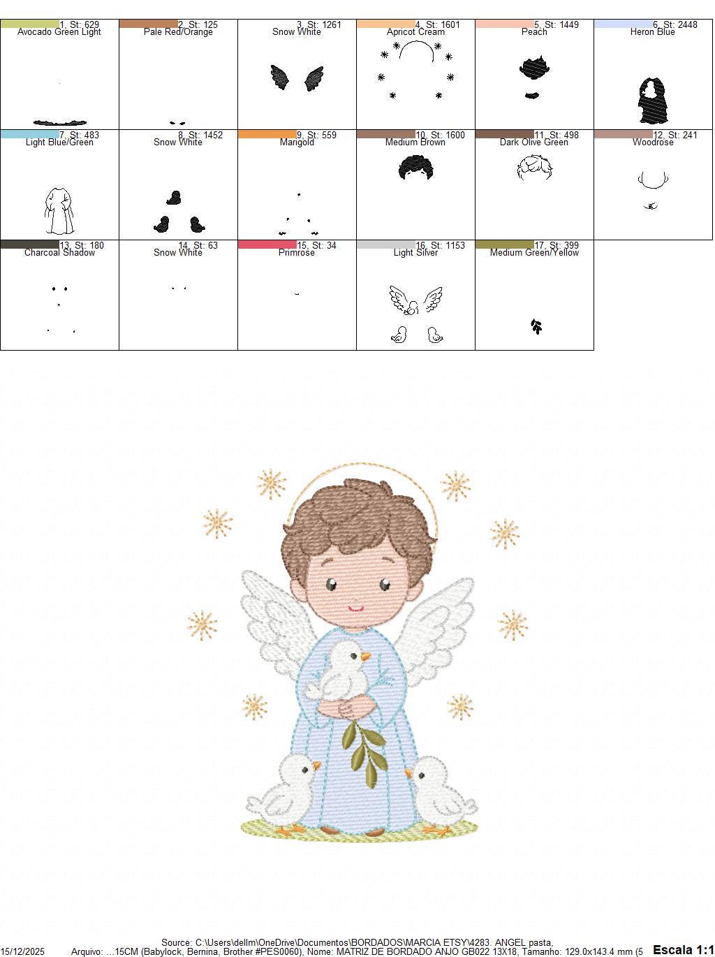 Angel embroidery designs - Angelic Baby Boy with doves machine embroidery pattern - Boy with wings and halo file - Instant download pes jef