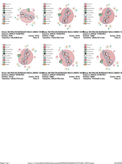 Apple embroidery designs - Fruit machine embroidery pattern - Kitchen Towel Apple with glasses file - Instant digital download pes jef dst
