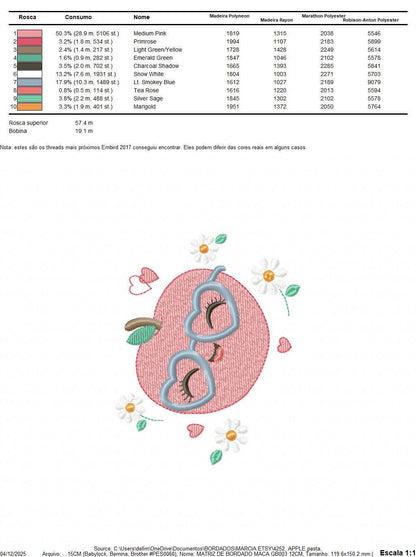 Apple embroidery designs - Fruit machine embroidery pattern - Kitchen Towel Apple with glasses file - Instant digital download pes jef dst