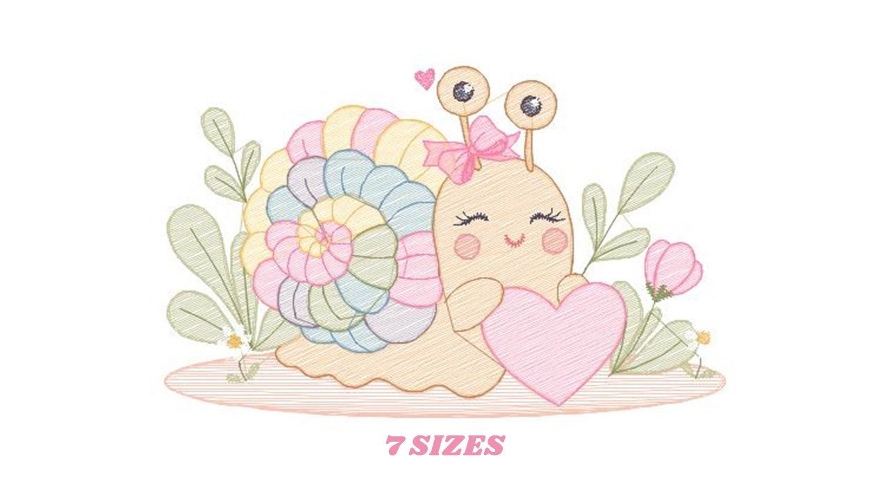 Snail embroidery design - Animal embroidery designs machine embroidery pattern - Slug baby girl embroidery file - instant download digital