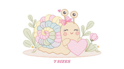 Snail embroidery design - Animal embroidery designs machine embroidery pattern - Slug baby girl embroidery file - instant download digital