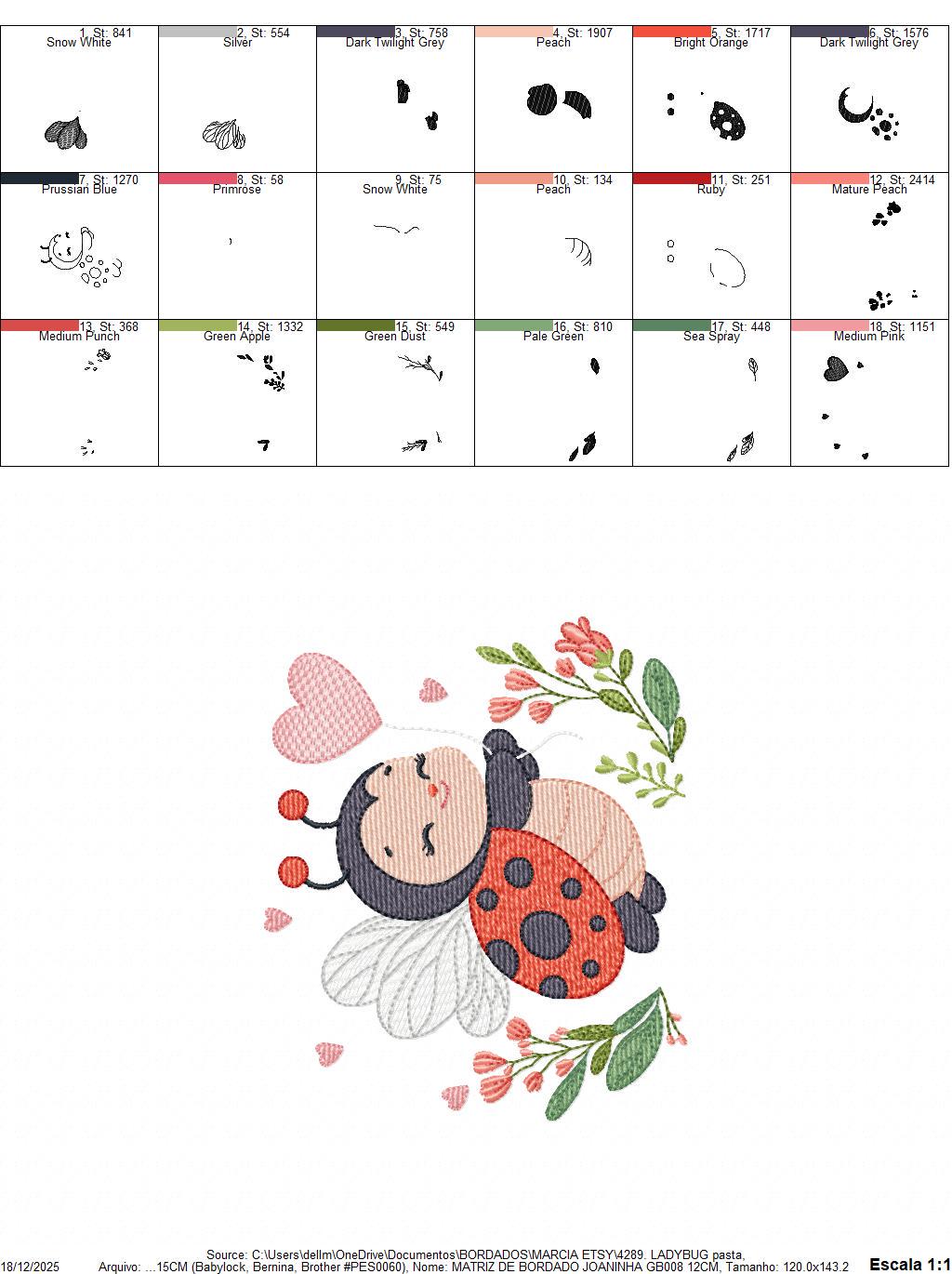 Ladybug embroidery designs - Garden Animal with heart and flowers machine embroidery pattern - Baby Girl Insect life file - Instant download