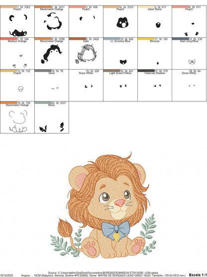 Lion embroidery designs - Safari wild animal with blue tie machine embroidery pattern - Baby Boy file - Instant download pes jef dst hus xxx