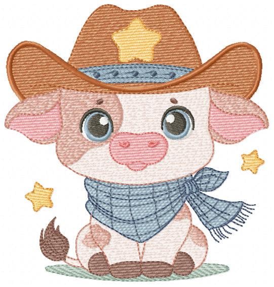 Ox embroidery design - Cow Farm Baby Boy Animal Ranch machine embroidery pattern - Kitchen Towel file - Instant digital download pes jef dst