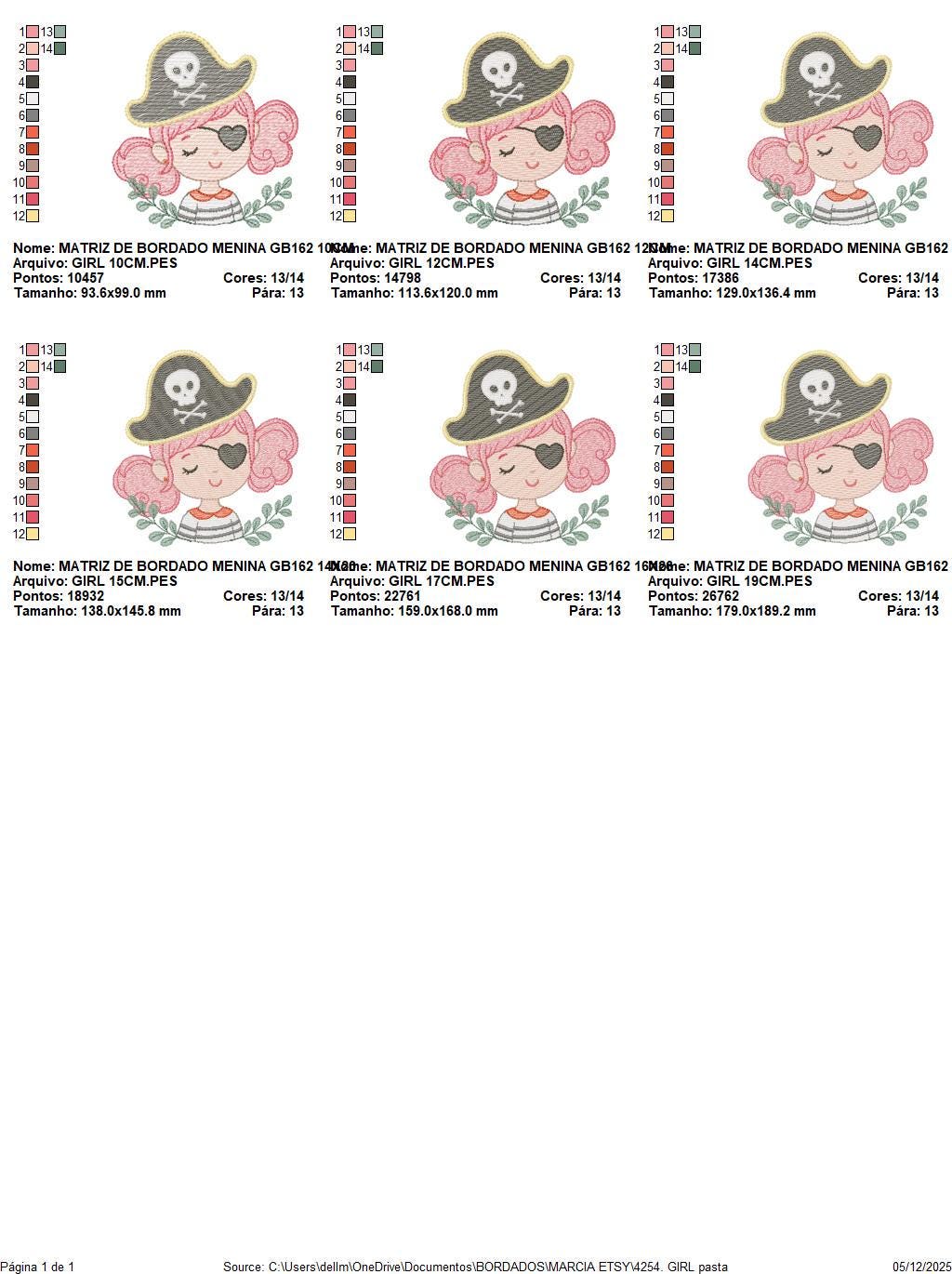 Pirate girl embroidery designs - Buccaneer machine embroidery pattern - Nautical Baby girl file - Instant digital download pes jef dst hus