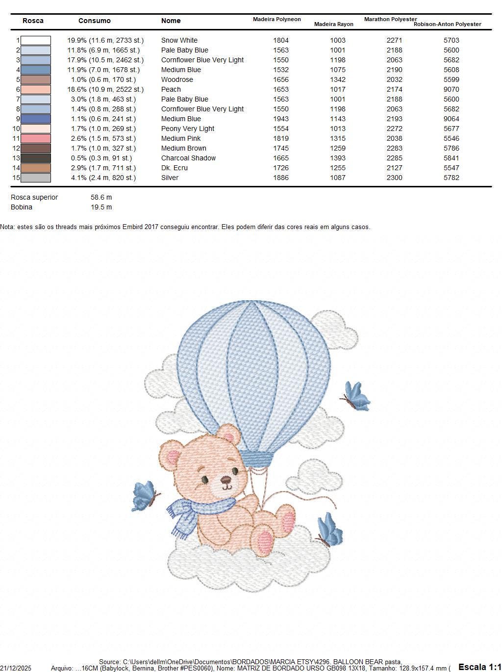 Baby Boy Bear with hot air balloon embroidery designs - Balloon with butterflies and clouds machine pattern - Instant digital download pes