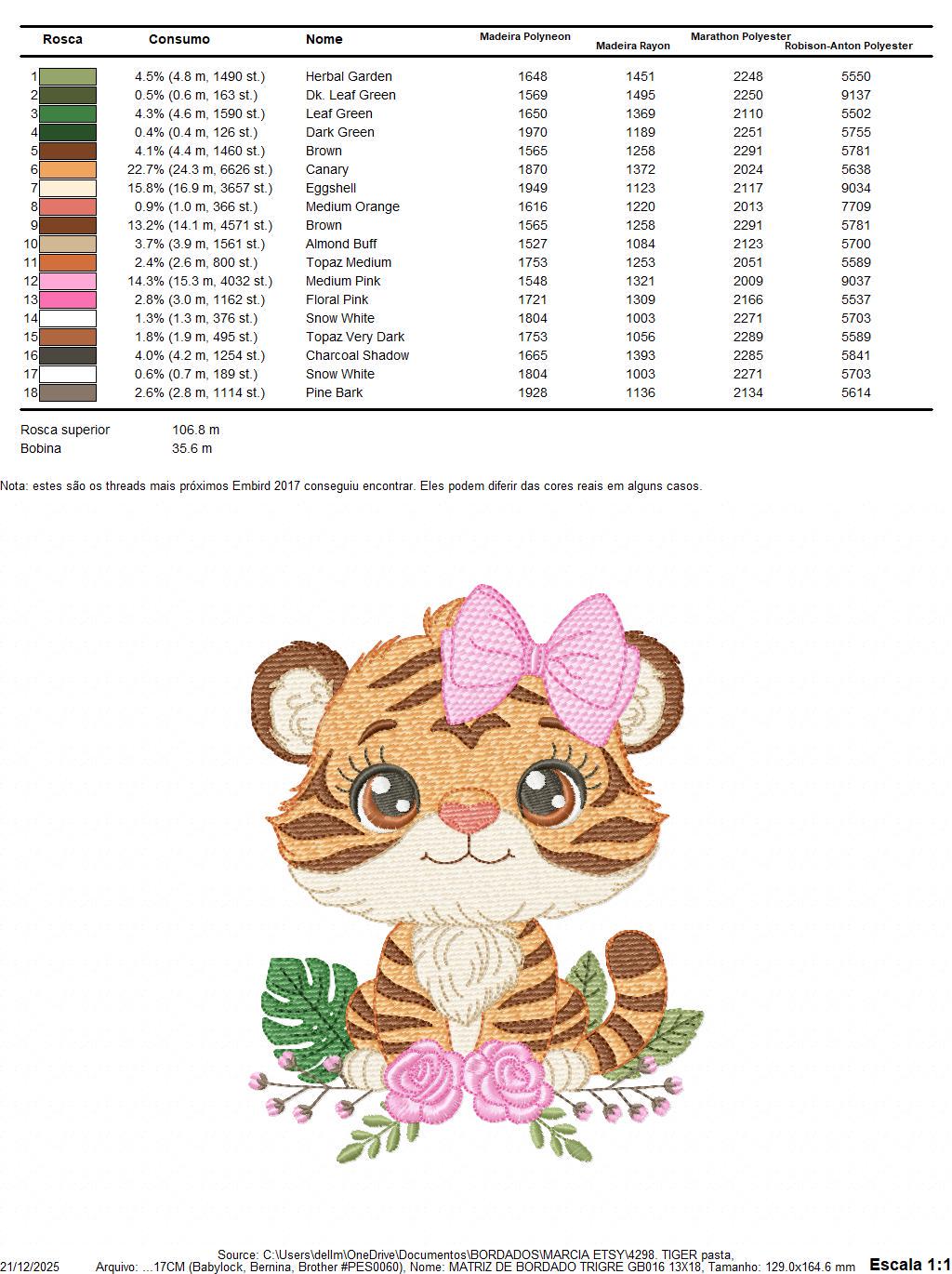 Tiger embroidery design - Female Forest Wild Animal with flowers machine embroidery pattern - Baby Girl file - Instant digital download pes