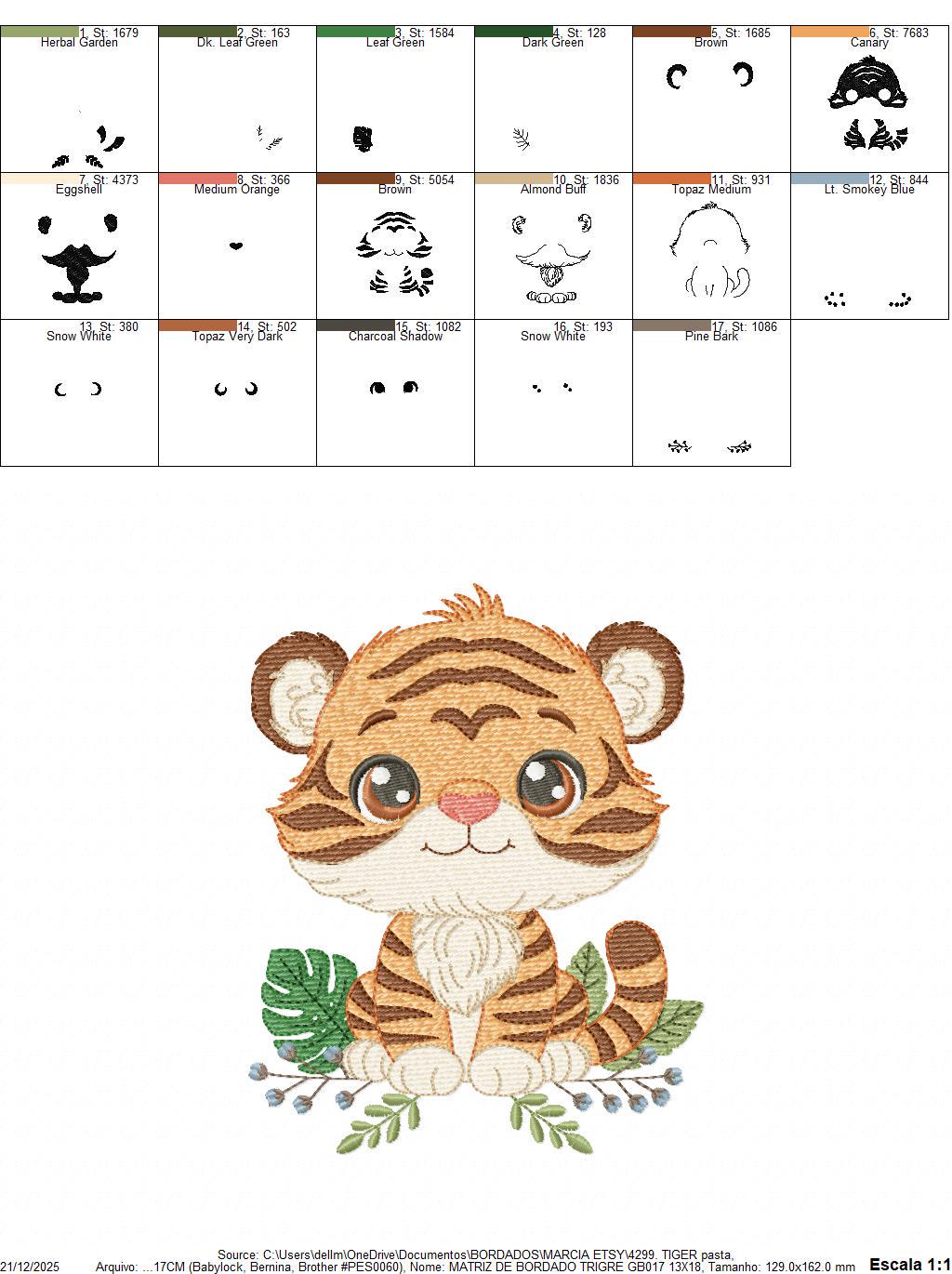 Baby Tiger embroidery design - Forest Wild Animal machine embroidery pattern - Baby Boy file - Instant digital download pes jef dst hus vp3
