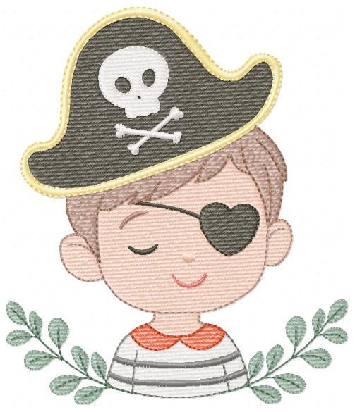 Pirate boy embroidery designs - Buccaneer machine embroidery pattern - Nautical Baby boy file - Instant digital download pes jef dst hus vp3