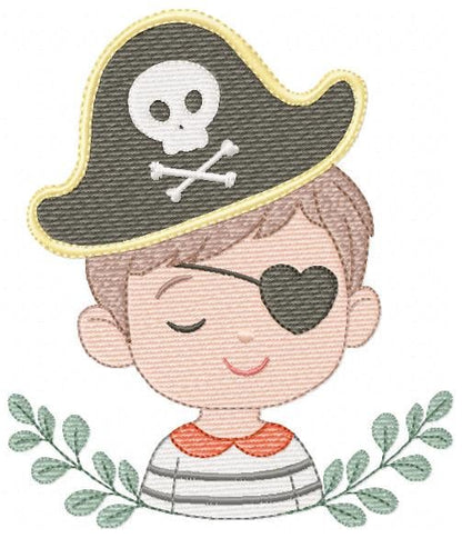 Pirate boy embroidery designs - Buccaneer machine embroidery pattern - Nautical Baby boy file - Instant digital download pes jef dst hus vp3