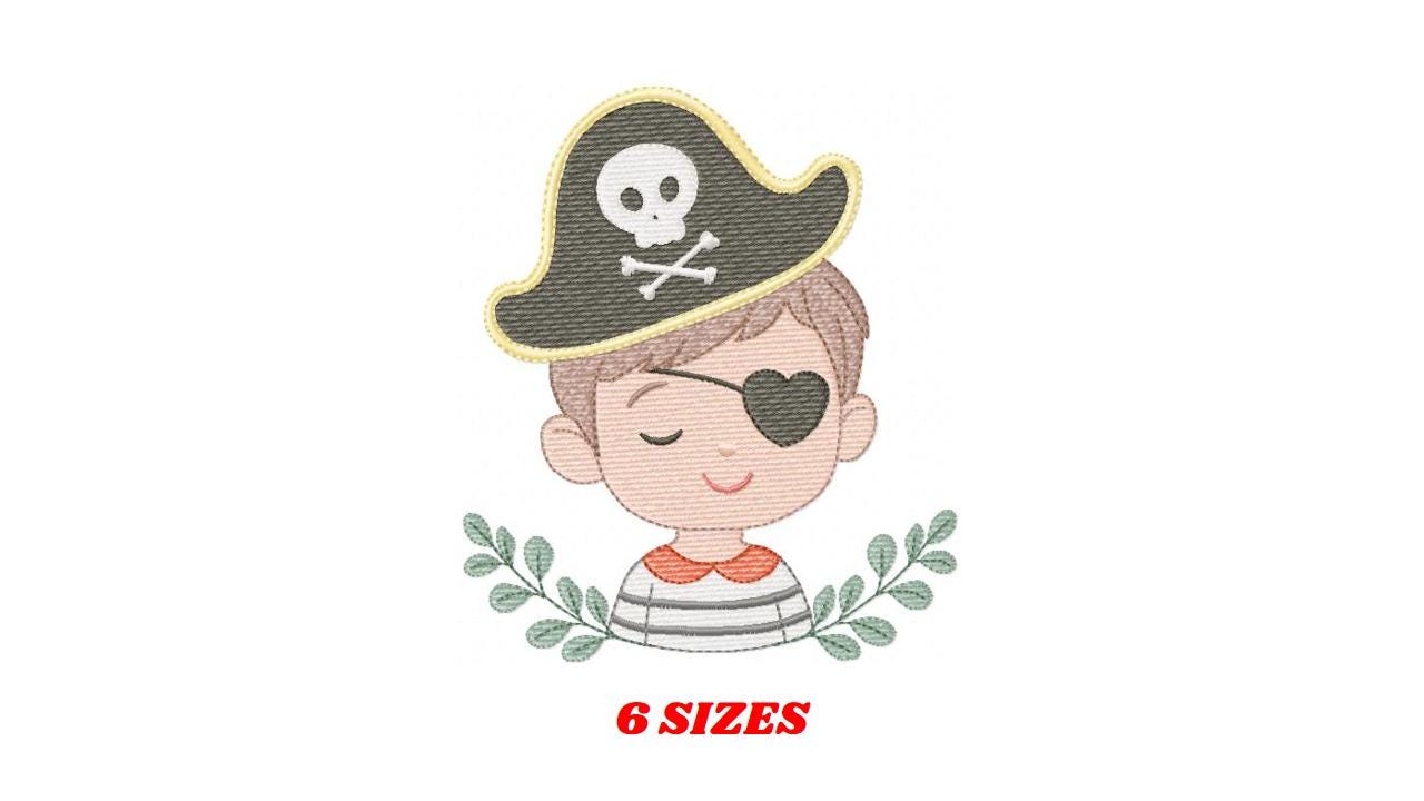 Pirate boy embroidery designs - Buccaneer machine embroidery pattern - Nautical Baby boy file - Instant digital download pes jef dst hus vp3