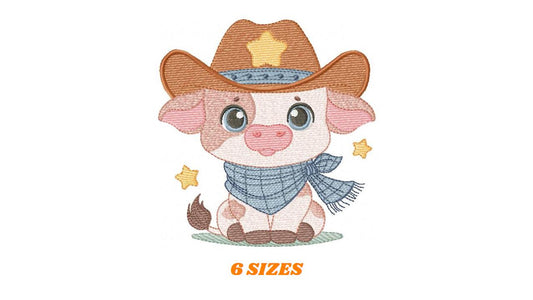Ox embroidery design - Cow Farm Baby Boy Animal Ranch machine embroidery pattern - Kitchen Towel file - Instant digital download pes jef dst