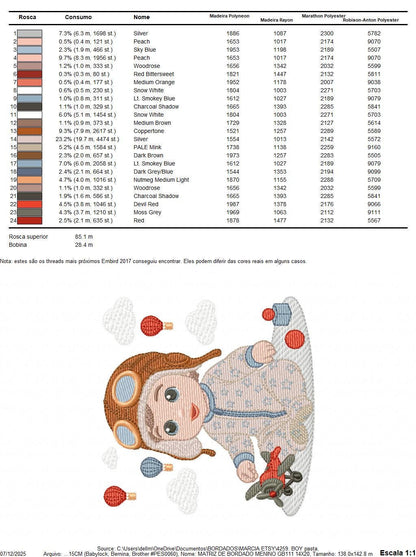 Baby Boy Pilot embroidery designs - Kid Toy Plane machine embroidery pattern - Aviator Toddler with goggles - Instant digital download pes