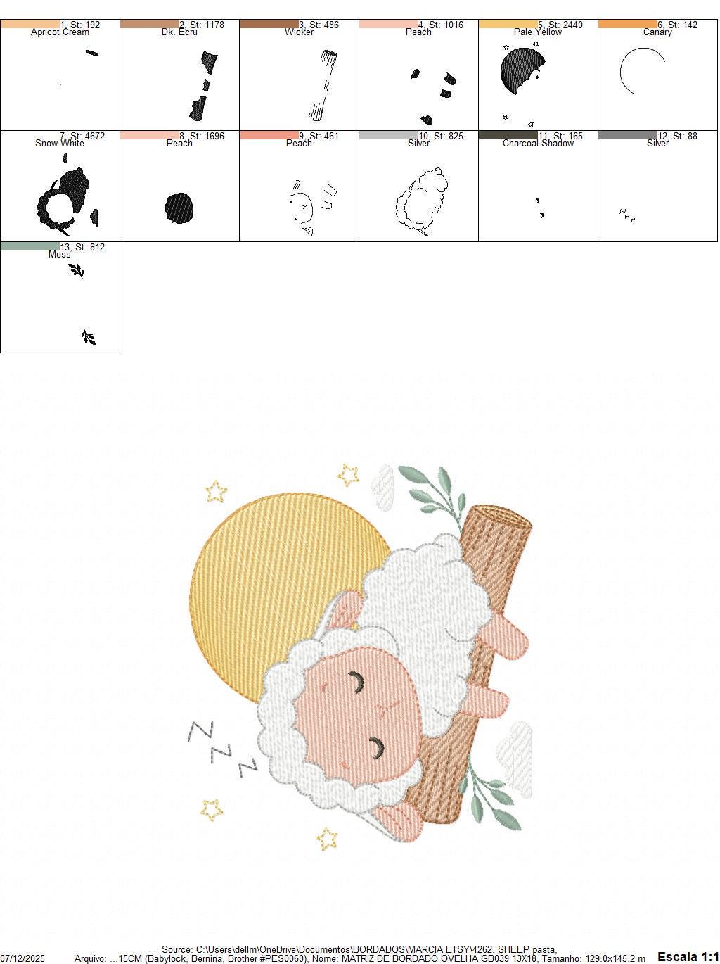 Sheep embroidery design - Sleeping Lamb machine embroidery pattern - Baby boy newborn file - Instant digital download pes jef dst hus vp3