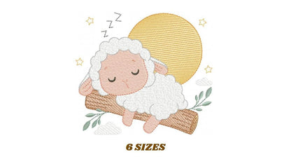 Sheep embroidery design - Sleeping Lamb machine embroidery pattern - Baby boy newborn file - Instant digital download pes jef dst hus vp3