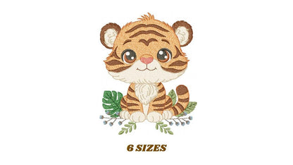 Baby Tiger embroidery design - Forest Wild Animal machine embroidery pattern - Baby Boy file - Instant digital download pes jef dst hus vp3