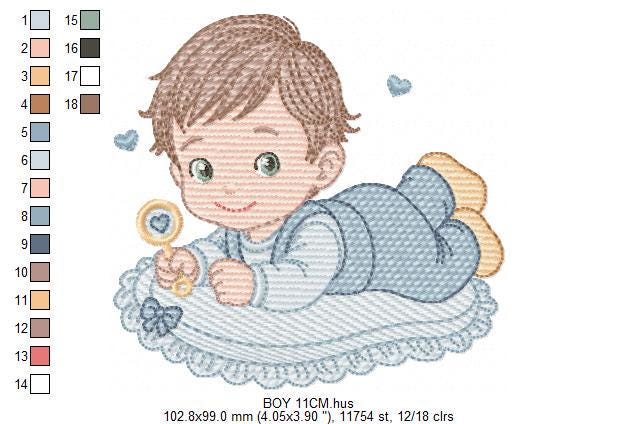 Sleeping baby embroidery design - Baby boy toddler machine embroidery pattern - Newborn Nursery file - Instant digital download pes jef dst