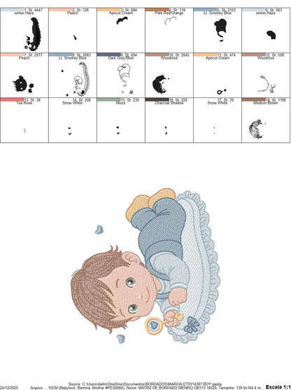 Sleeping baby embroidery design - Baby boy toddler machine embroidery pattern - Newborn Nursery file - Instant digital download pes jef dst