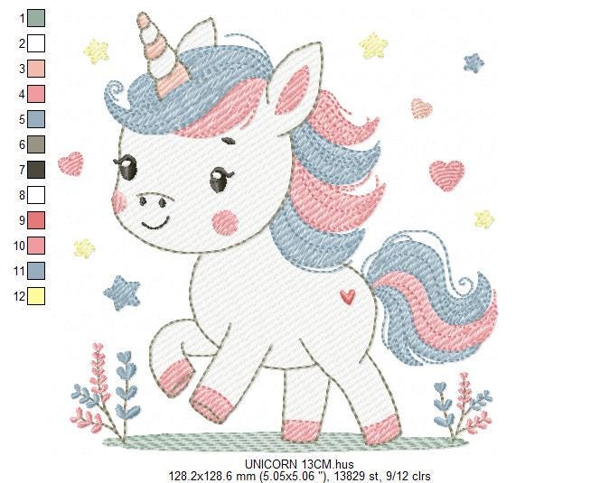 Unicorn embroidery designs - Baby Girl Pony machine embroidery pattern - Fairy tale magical fantasy file - Instant digital download pes jef