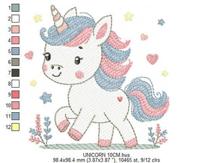 Unicorn embroidery designs - Baby Girl Pony machine embroidery pattern - Fairy tale magical fantasy file - Instant digital download pes jef