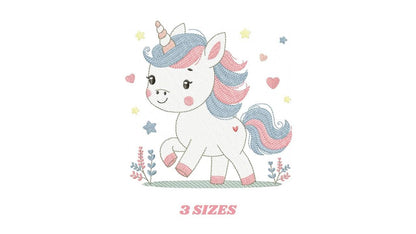 Unicorn embroidery designs - Baby Girl Pony machine embroidery pattern - Fairy tale magical fantasy file - Instant digital download pes jef