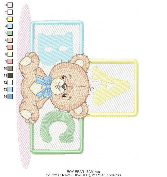 Birthday Teddy Bear embroidery designs - Baby boy Bear with toys machine embroidery pattern - Cute Teddy Bear file - Instant download pes