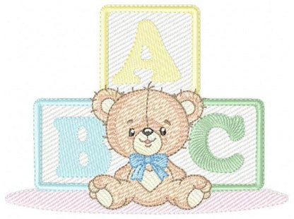 Birthday Teddy Bear embroidery designs - Baby boy Bear with toys machine embroidery pattern - Cute Teddy Bear file - Instant download pes