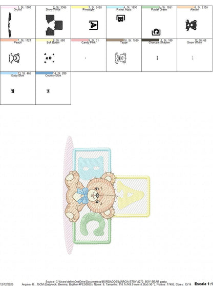 Birthday Teddy Bear embroidery designs - Baby boy Bear with toys machine embroidery pattern - Cute Teddy Bear file - Instant download pes