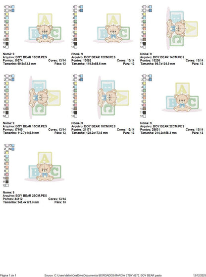 Birthday Teddy Bear embroidery designs - Baby boy Bear with toys machine embroidery pattern - Cute Teddy Bear file - Instant download pes