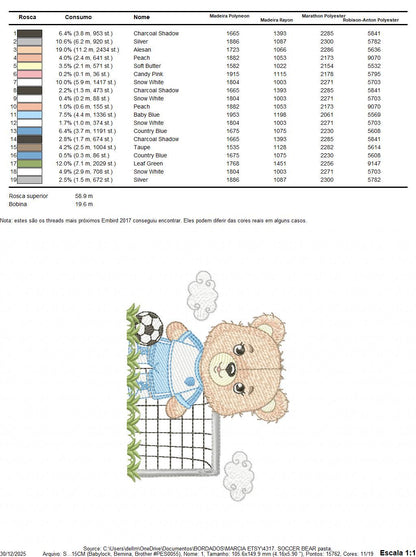 Soccer player embroidery designs - Baby Boy Bear machine embroidery file - Boy with soccer ball file - Instant digital download pes jef dst