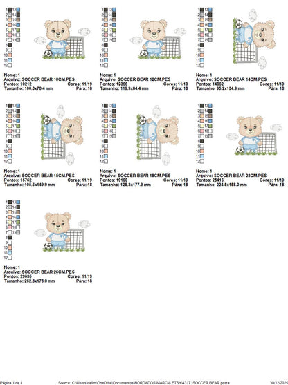 Soccer player embroidery designs - Baby Boy Bear machine embroidery file - Boy with soccer ball file - Instant digital download pes jef dst