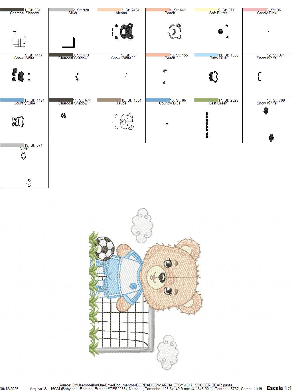 Soccer player embroidery designs - Baby Boy Bear machine embroidery file - Boy with soccer ball file - Instant digital download pes jef dst