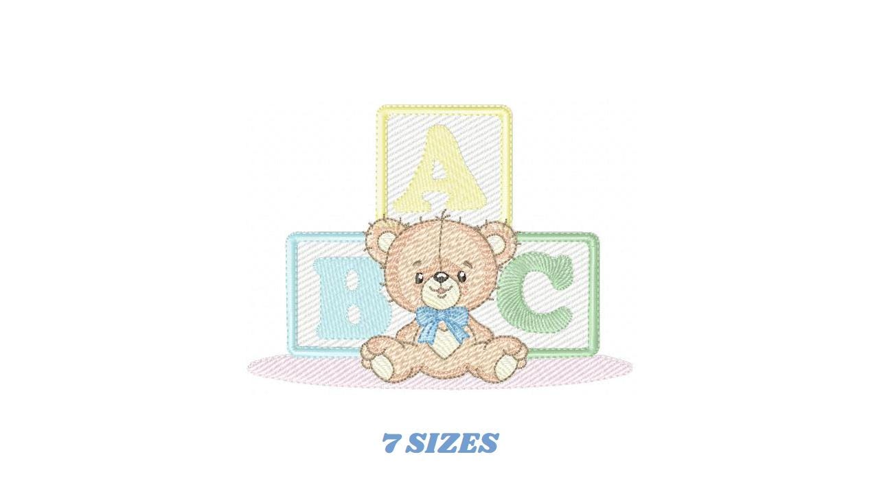 Birthday Teddy Bear embroidery designs - Baby boy Bear with toys machine embroidery pattern - Cute Teddy Bear file - Instant download pes