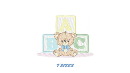 Birthday Teddy Bear embroidery designs - Baby boy Bear with toys machine embroidery pattern - Cute Teddy Bear file - Instant download pes