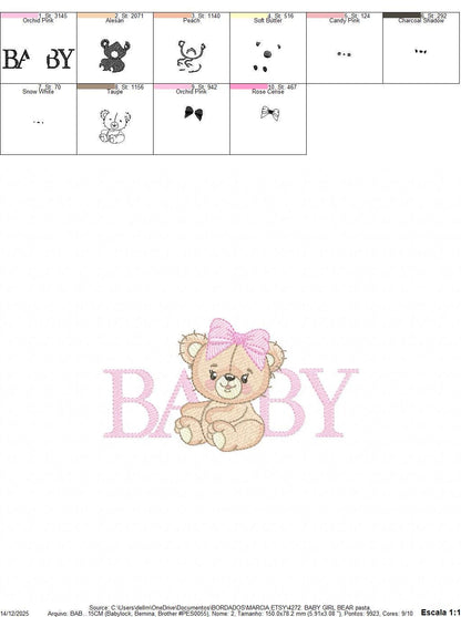 Baby Boy Teddy Bear embroidery designs - Bear with word baby machine embroidery pattern - Cute Teddy Bear file - Instant download pes jef