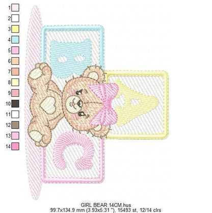 Birthday Teddy Bear embroidery designs - Baby girl Bear with toys machine embroidery pattern - Cute Teddy Bear file - Instant download pes