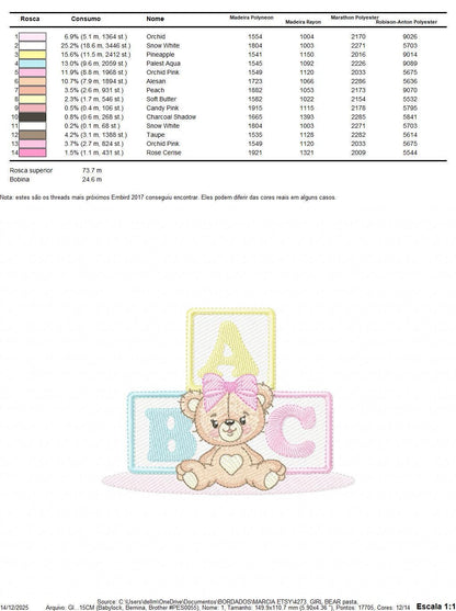 Birthday Teddy Bear embroidery designs - Baby girl Bear with toys machine embroidery pattern - Cute Teddy Bear file - Instant download pes