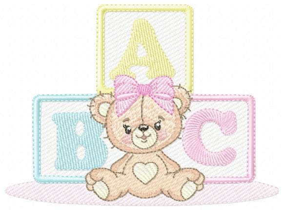 Birthday Teddy Bear embroidery designs - Baby girl Bear with toys machine embroidery pattern - Cute Teddy Bear file - Instant download pes