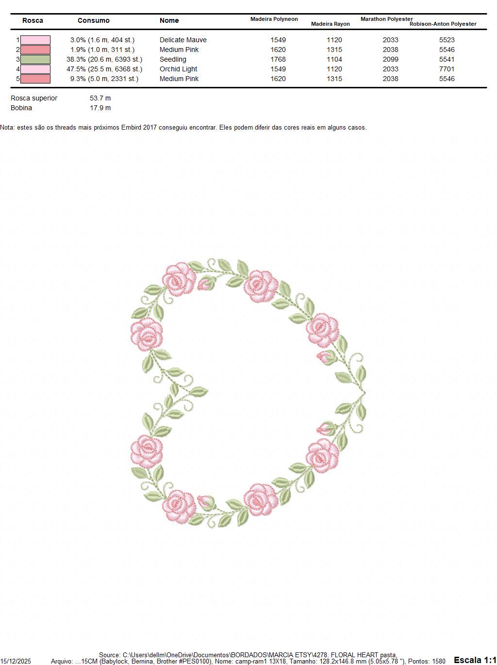 Heart with flowers embroidery designs - Rose heart frame machine embroidery pattern - Baby girl file - Instant digital download pes jef dst