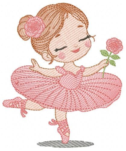 Ballerina embroidery designs - Ballet dancer with flowers machine embroidery pattern - Baby girl with flowers - Instant digital download pes
