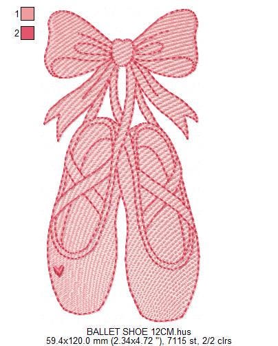 Ballerina shoes embroidery designs - Ballet dancer slipper machine embroidery pattern - Baby girl file - Instant digital download pes jef