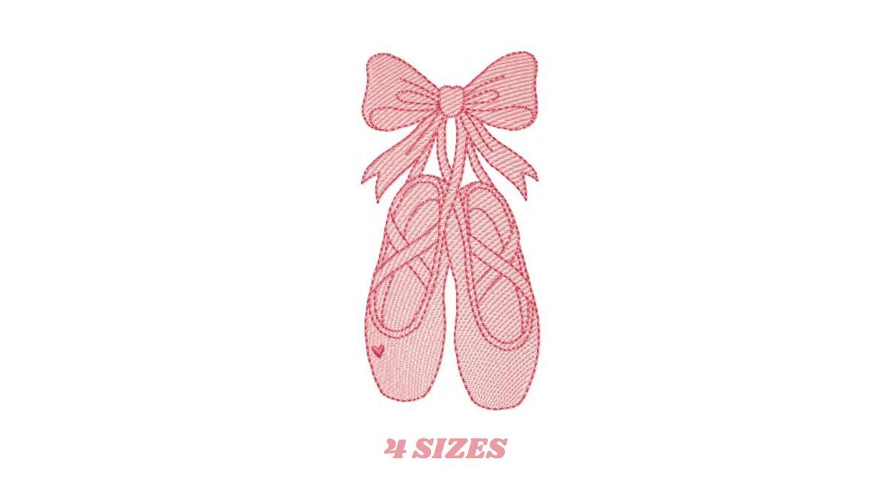 Ballerina shoes embroidery designs - Ballet dancer slipper machine embroidery pattern - Baby girl file - Instant digital download pes jef