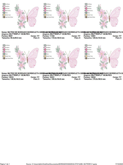 Butterfly embroidery designs - Flower machine embroidery pattern - Floral Kitchen towel file - Instant digital download pes jef dst hus vp3