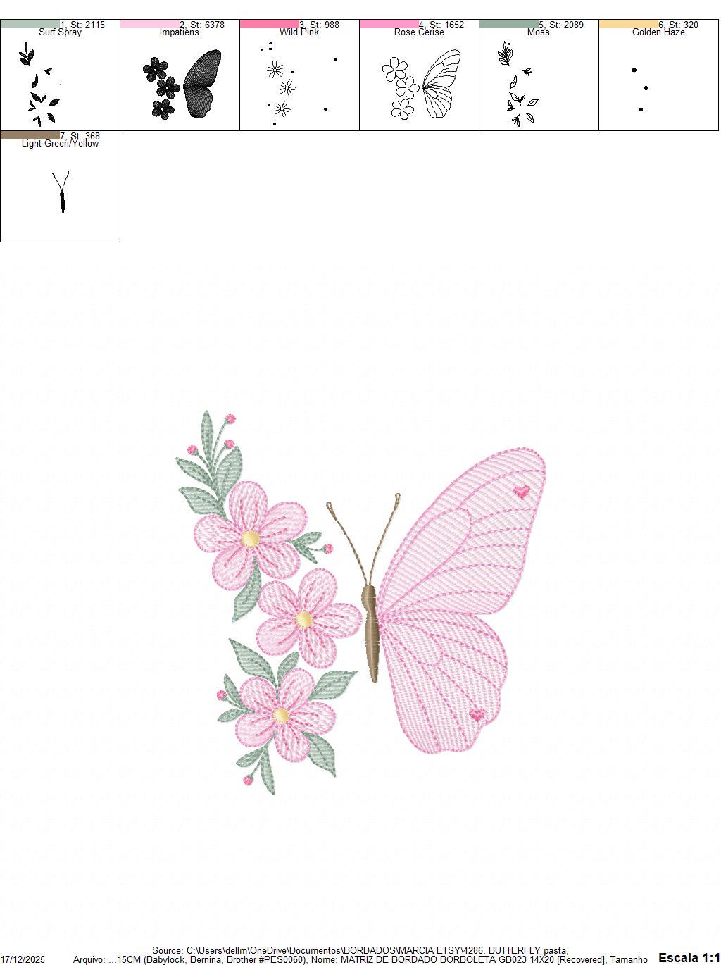 Butterfly embroidery designs - Flower machine embroidery pattern - Floral Kitchen towel file - Instant digital download pes jef dst hus vp3